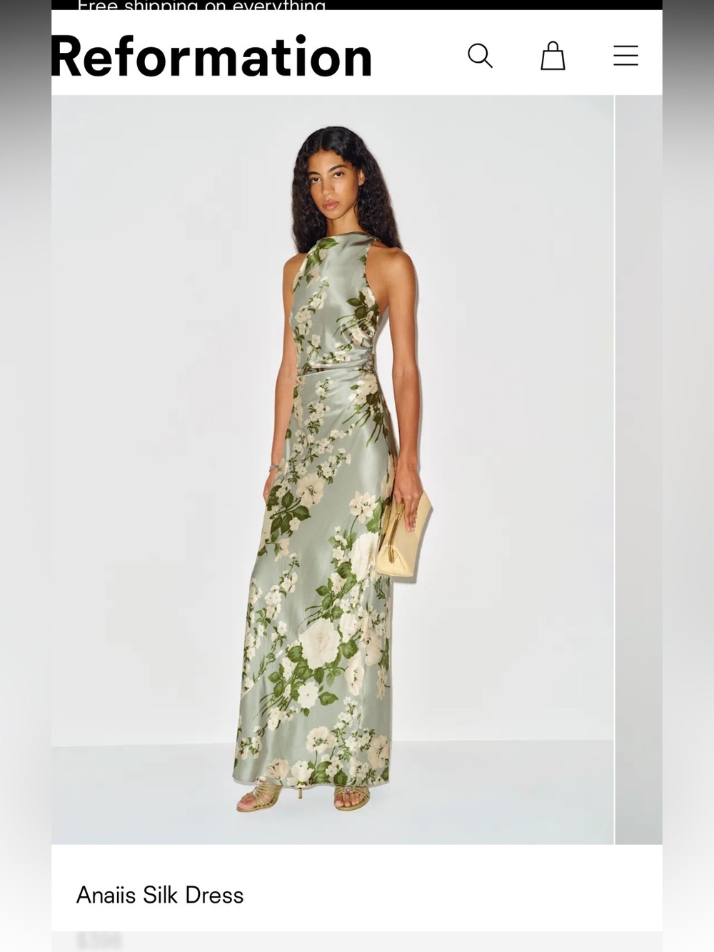 Reformation Anaïs Silk Maxi Dress in Sage Floral - Picture 2 of 10